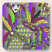 Psychedelic Feather Masks Fettdienstag Untersetzer (Vorderseite)