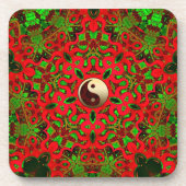 Psychedelic Festive Yin+Yang Art : Set von sechs Getränkeuntersetzer (Vorderseite)