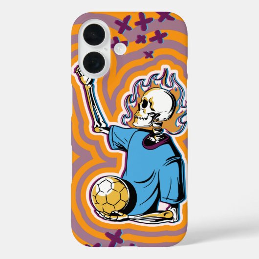 Psychedelic Flaming Soccer Skull Case-Mate iPhone Hülle (Rückseite)