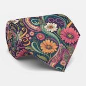 Psychedelic Floral 1970s Custom Necktie Tie Krawatte (Gerollt)