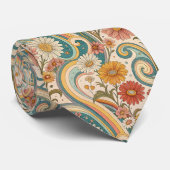 Psychedelic Floral 1970s Custom Necktie Tie Krawatte (Gerollt)