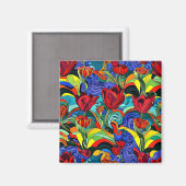 Psychedelic Floral 1 Magnet (Vorderseite/Rückseite)
