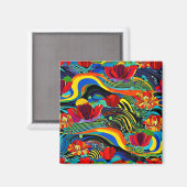 Psychedelic Floral 3 Magnet (Vorderseite/Rückseite)