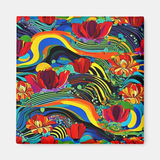 Psychedelic Floral 3 Magnet (Vorne)