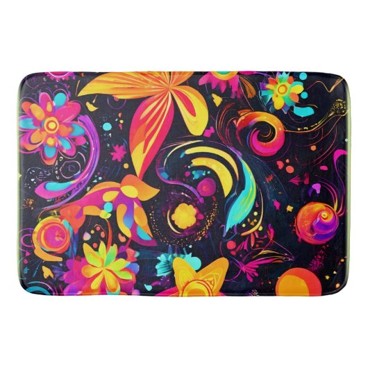 Psychedelic Floral Cosmos Badematte (Vorderseite)