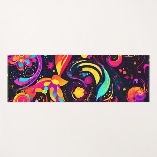 Psychedelic Floral Cosmos Yogamatte (Vorderseite (Horizontal))