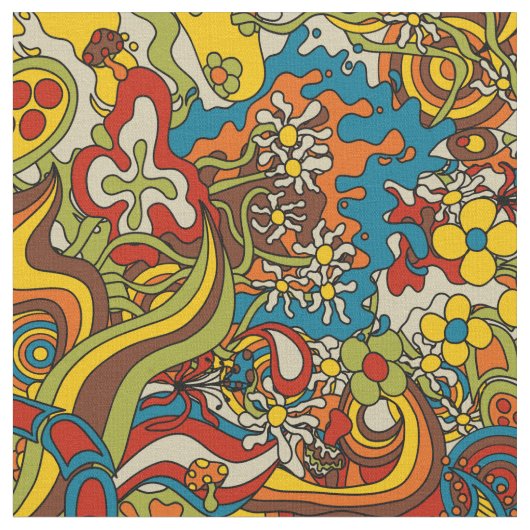 psychedelic flow, retro 70s fabric stoff (Nahaufnahme)