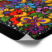 Psychedelic Flowers Dancing Bears Coloured Gratefu Poster (Ecke)