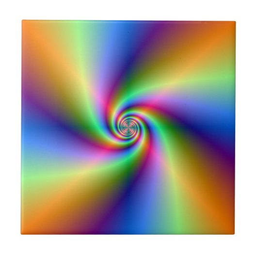 Psychedelic Four Wind Spiral Fliese (Vorderseite)