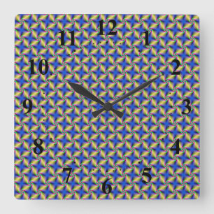 Psychedelic Four Winds Spiral tiled Wall Clock Quadratische Wanduhr