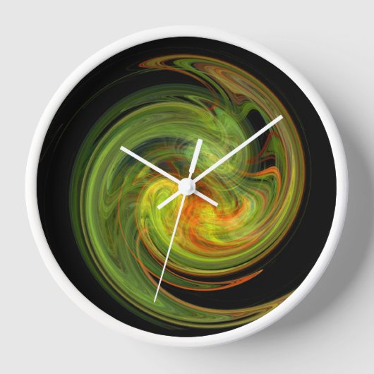 PSYCHEDELIC FRAKTAL LIGHT VORTEX Abstrakt Orange Uhr (Vorderseite)
