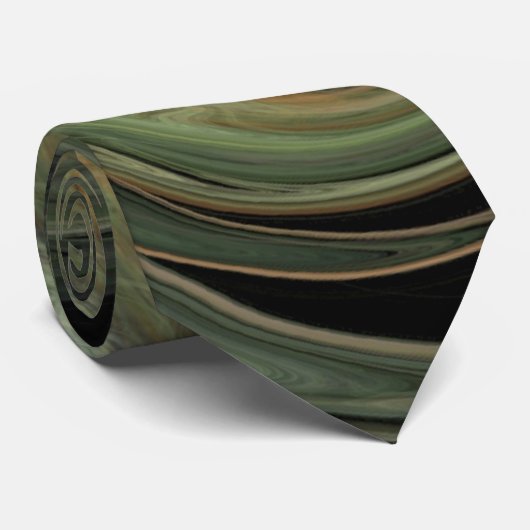 PSYCHEDELIC FRAKTAL LIGHT VORTEX Schwarz Graugelb Krawatte (Gerollt)