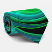 PSYCHEDELIC FRAKTAL LIGHT VORTEX, Schwarz-Grün Krawatte (Gerollt)