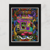 Psychedelic Frog Print With Bonus Monkey Pocket Postkarte (Vorderseite)