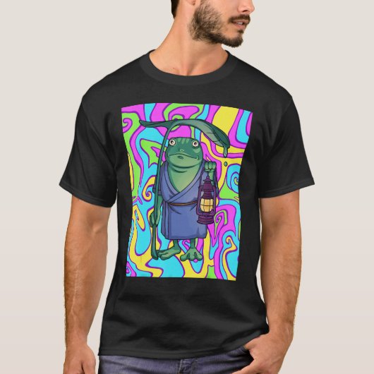 Psychedelic Frog With Lantern Traveling The Trippy T-Shirt (Vorderseite)