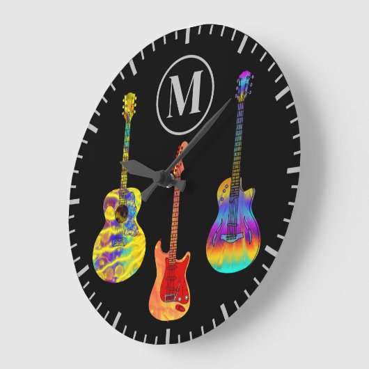 Psychedelic Funky Guitars Große Wanduhr (Winkel)