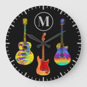 Psychedelic Funky Guitars Große Wanduhr (Vorderseite)