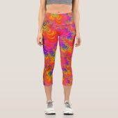 Psychedelic Funky Hippie Boho Neon Rainbow Fraktal Capri Leggings (Vorderseite)
