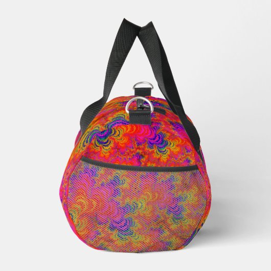 Psychedelic Funky Hippie Boho Neon Rainbow Fraktal Duffle Bag (Rechts)