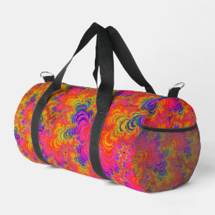 Psychedelic Funky Hippie Boho Neon Rainbow Fraktal Duffle Bag