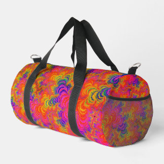 Psychedelic Funky Hippie Boho Neon Rainbow Fraktal Duffle Bag