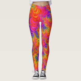 Psychedelic Funky Hippie Boho Neon Rainbow Fraktal Leggings