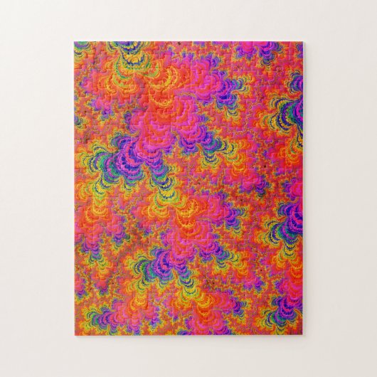 Psychedelic Funky Hippie Boho Neon Rainbow Fraktal Puzzle (Vertikal)