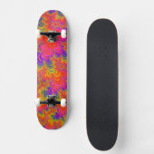 Psychedelic Funky Hippie Boho Neon Rainbow Fraktal Skateboard (Vorderseite)