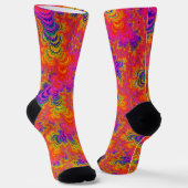 Psychedelic Funky Hippie Boho Neon Rainbow Fraktal Socken (Gewinkelt)