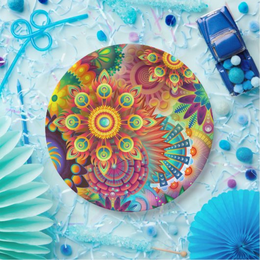 Psychedelic Garden Personalisiert Pappteller (Party)
