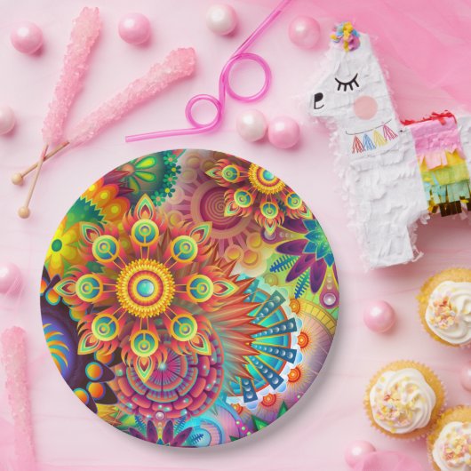 Psychedelic Garden Personalisiert Pappteller (Party)