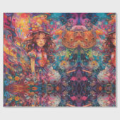 Psychedelic Girl Alice im Wunderland Theme Geschenkpapier (Flach)