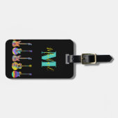 Psychedelic Gitarren Monogram Musiker  Gepäckanhänger (Vorderseite horizontal)