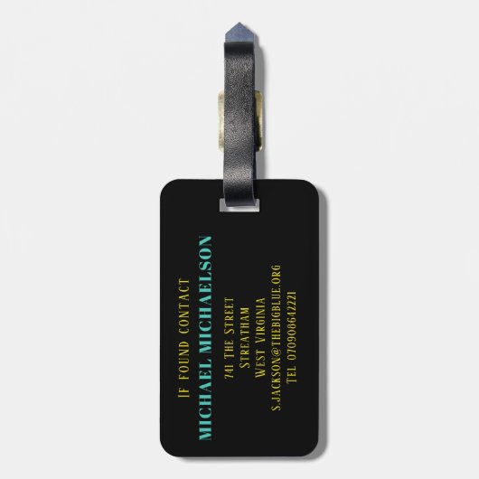 Psychedelic Gitarren Monogram Musiker  Gepäckanhänger (Rückseite vertikal)