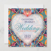 Psychedelic Glam Crystal Heart Wedding Einladung (Vorderseite)