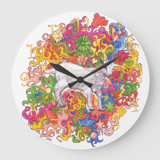 Psychedelic Goat Große Wanduhr (Vorderseite)