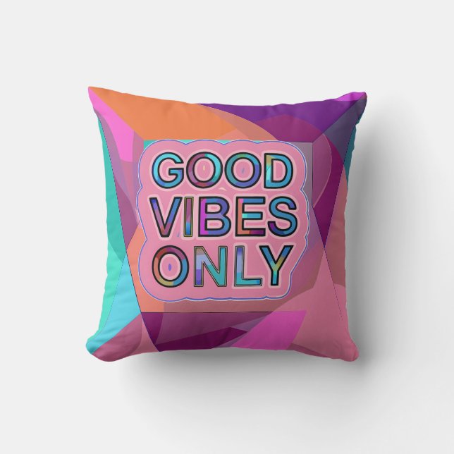 Psychedelic "Good Vibes Only" Text Graphic Kissen (Vorderseite)