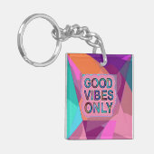 Psychedelic "Good Vibes Only" Text Graphic Schlüsselanhänger (Vorderseite links)
