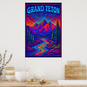 Psychedelic Grand Teton Poster (Küche)