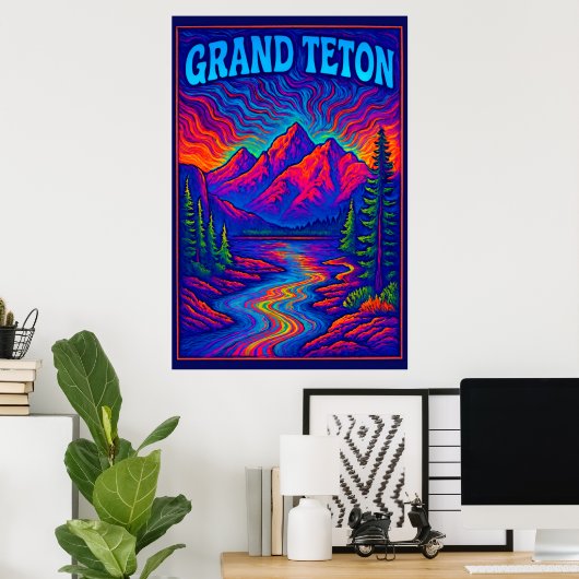 Psychedelic Grand Teton Poster (Heimbüro)