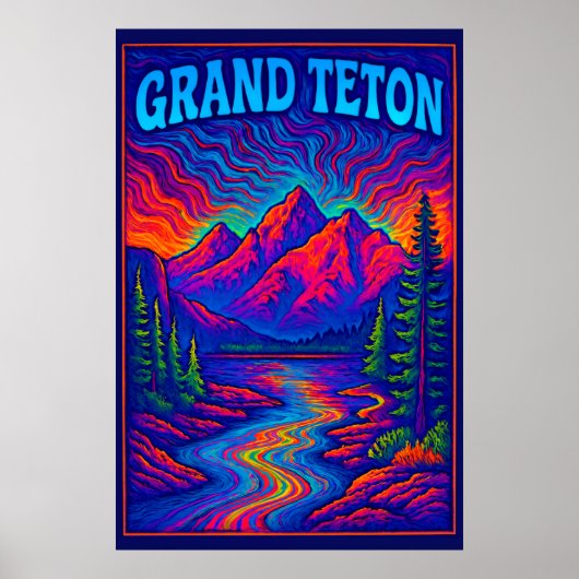 Psychedelic Grand Teton Poster (Vorne)