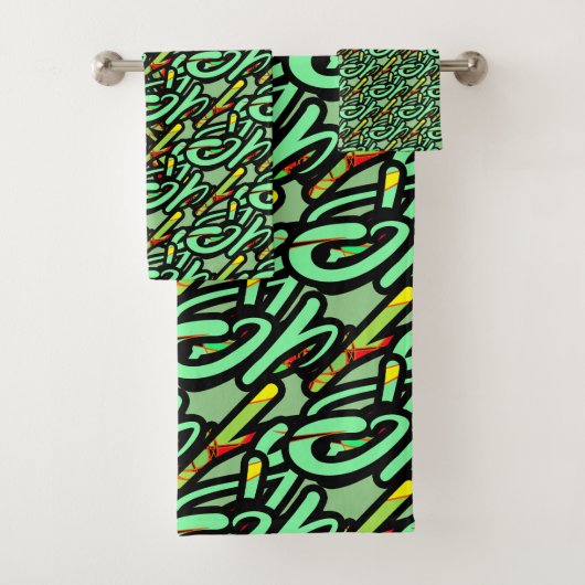 PSYCHEDELIC GRAPHIC BATH TOWEL BADHANDTUCH SET (Insitu)