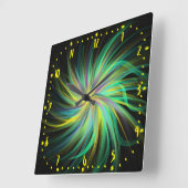 Psychedelic Green Funky Jazzy Trippy Abstrakt Art Quadratische Wanduhr (Winkel)