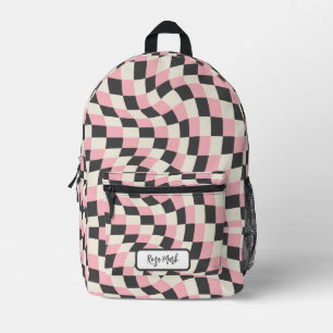 Psychedelic Groovy Checkerboard, Y2K 90s Bedruckter Rucksack