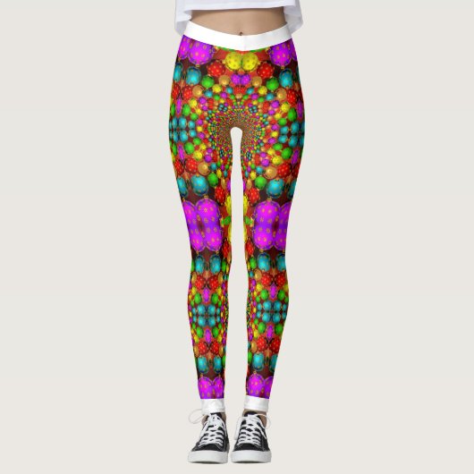 Psychedelic Groovy Colorful Crazy Leggings (Vorderseite)