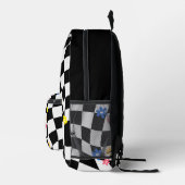 Psychedelic Groovy Daisy Checkerboard, Y2K 90s Bedruckter Rucksack (Rechts)