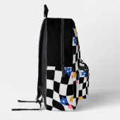 Psychedelic Groovy Daisy Checkerboard, Y2K 90s Bedruckter Rucksack (Links)