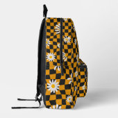 Psychedelic Groovy Daisy Checkerboard, Y2K 90s Bedruckter Rucksack (Links)