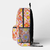 Psychedelic Groovy Daisy Checkerboard, Y2K 90s Bedruckter Rucksack (Rechts)