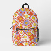 Psychedelic Groovy Daisy Checkerboard, Y2K 90s Bedruckter Rucksack (Vorderseite)